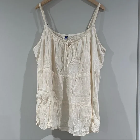 Old Navy Textured Clip-Dot Tiered Tie-Neck Bustier Cami Top Ivory Plus Size 4X - Picture 2 of 6